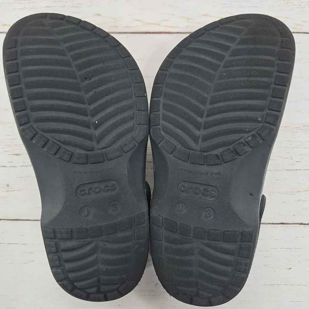 Crocs Baya Clogs Juniors J3 Unisex Black Gray Camouflage Slip On Sandals Shoes